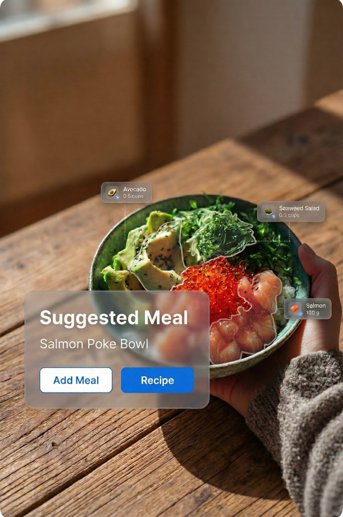 Colorful poke bowl served for a meal